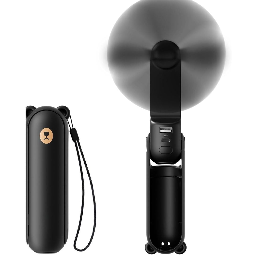 3 In 1 Handheld Mini Fan | USB Rechargeable, Foldable Design & Ideal for Travel, Camping, and Outdoor Activities | Bowlift