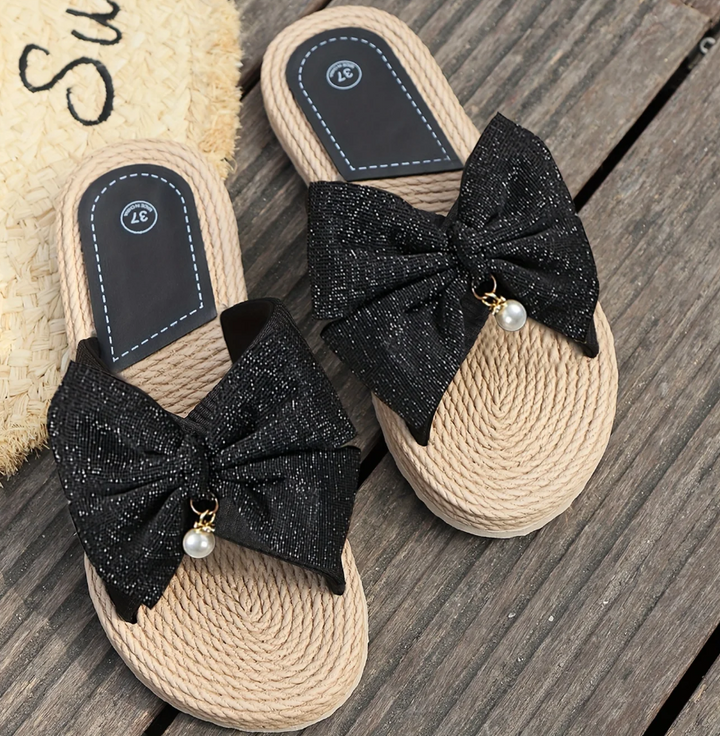 Pearla – Women's Embellished Bow Slip-On Sandals