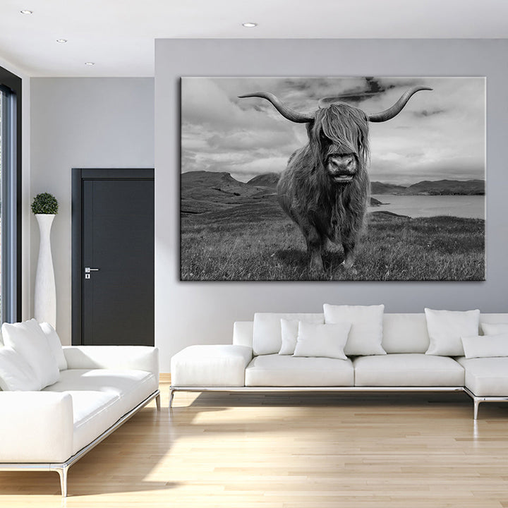 Black And White Cow - Canvas Wall Art Painting | Bowlift