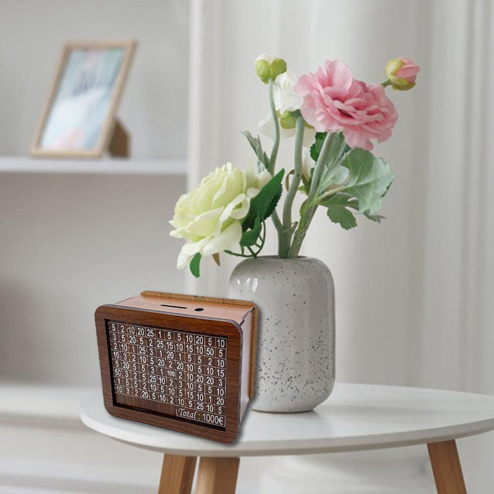 BowLift | Wooden piggy bank with counter
