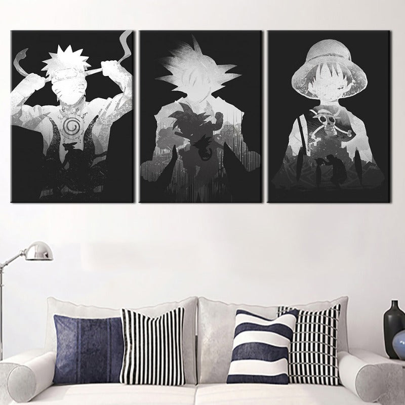 Mystery Anime Boys 3 Piece - Canvas Wall Art Painting | Bowlift