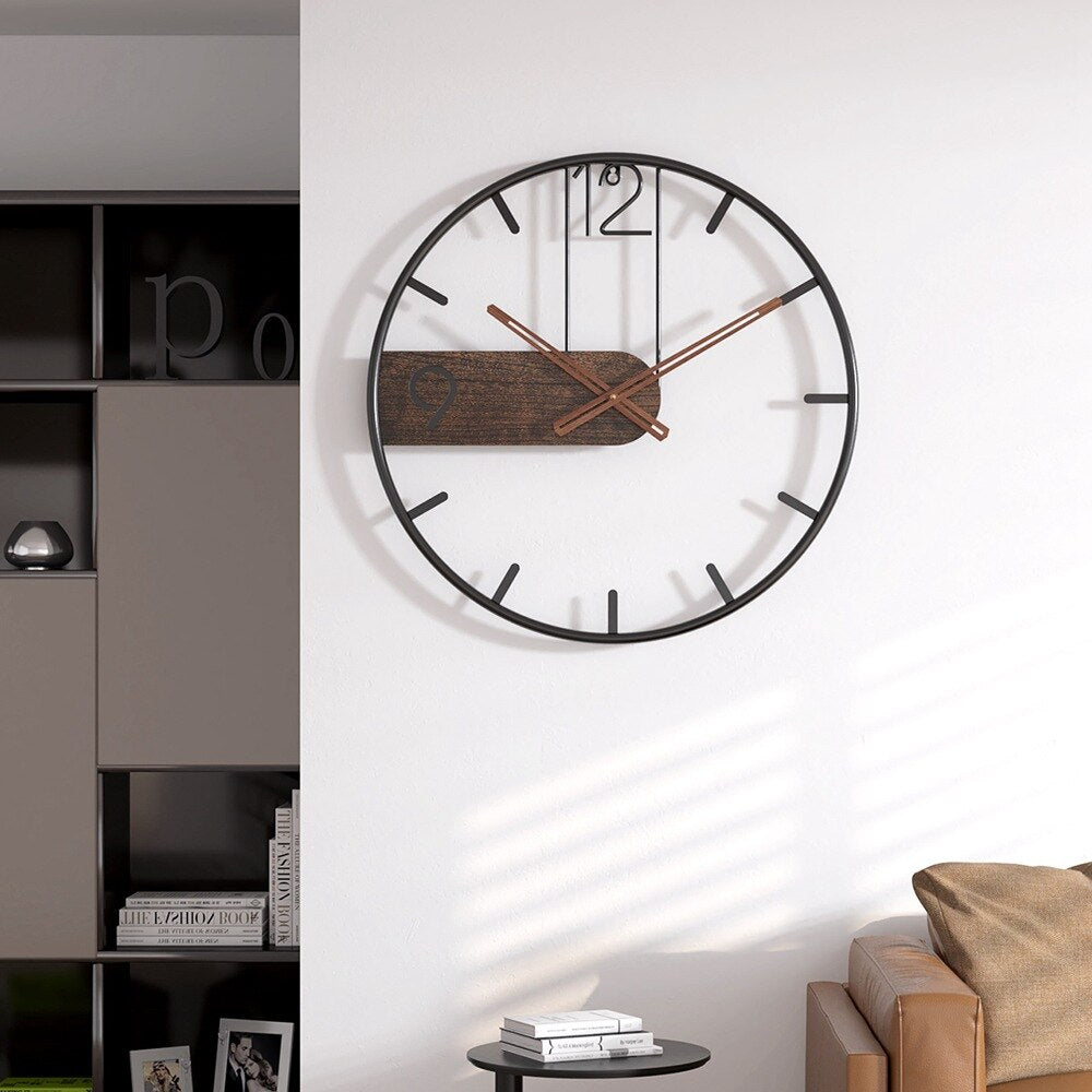 Robust Wall Clock of Steel and Walnut - Stylish Design for Any Interior | Bowlift