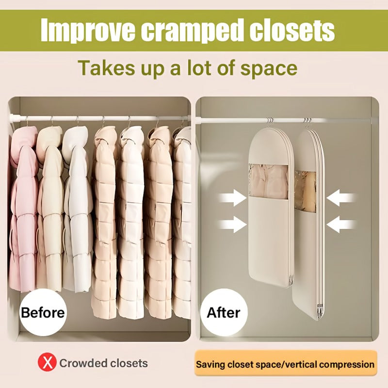 BowLift | Space saving hanging garment bag with self-compressing zipper
