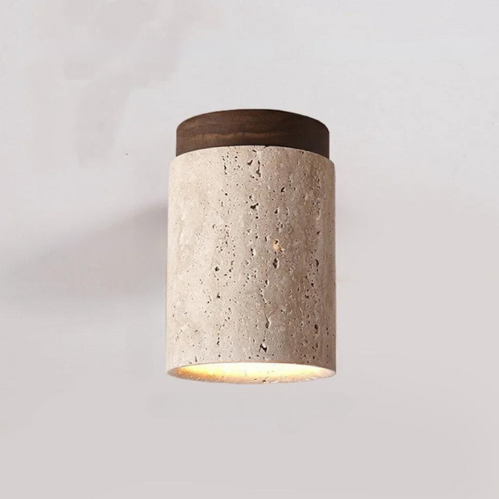 ÉclatPierre - Elegant Travertine Recessed LED Lamp Bowlift