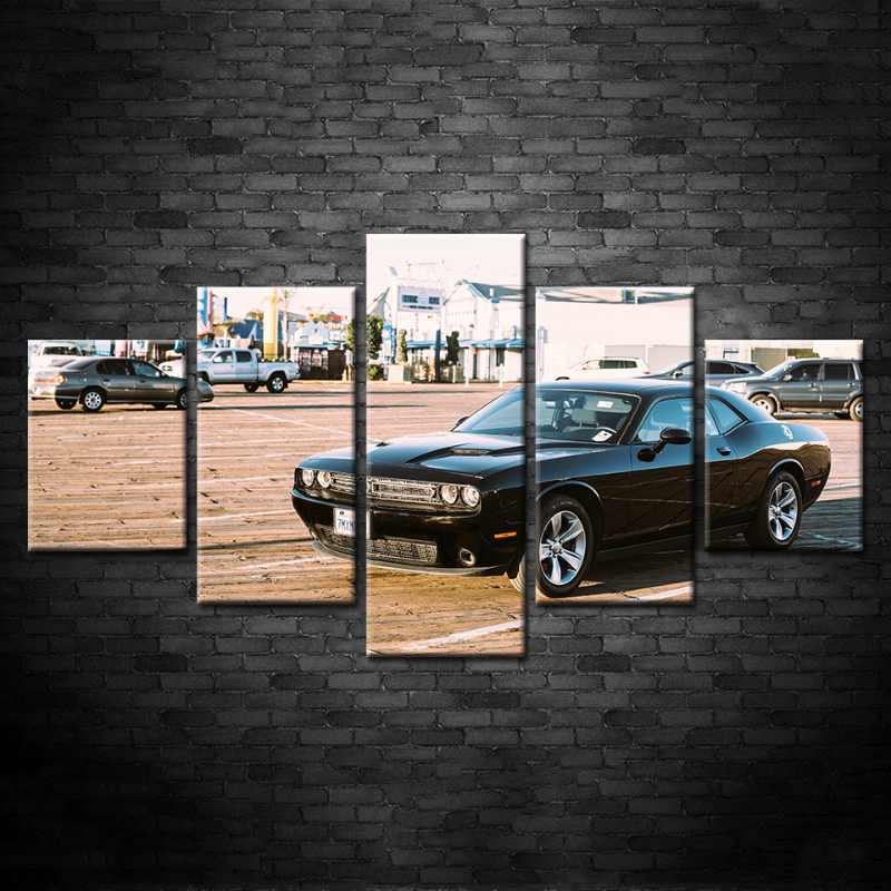 5 Pieces Classic Black Vintage Car - Canvas Wall Art Painting | Bowlift