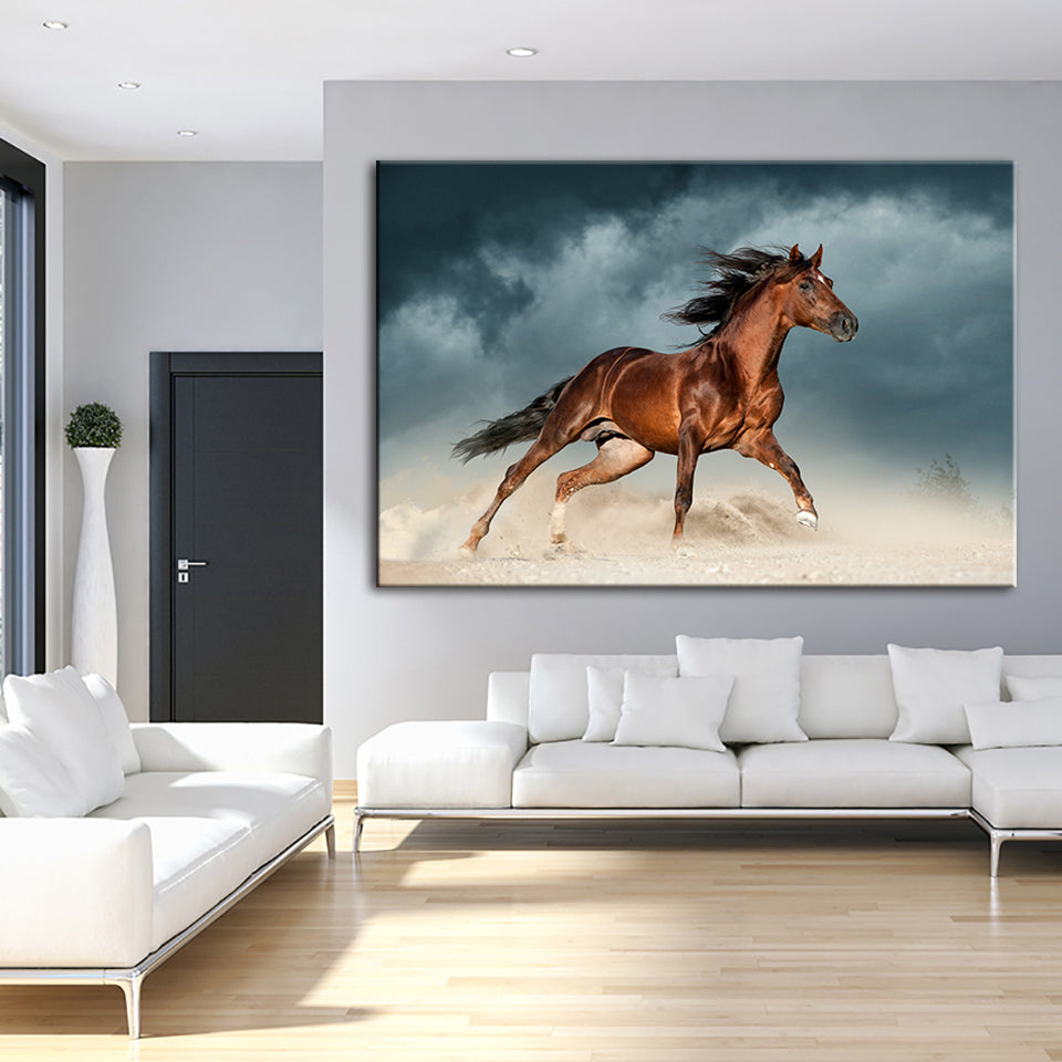 Brown Horse In Desert- Canvas Wall Art Painting | Bowlift