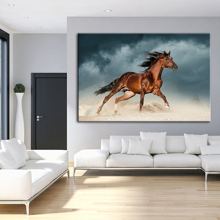 Brown Horse In Desert- Canvas Wall Art Painting | Bowlift