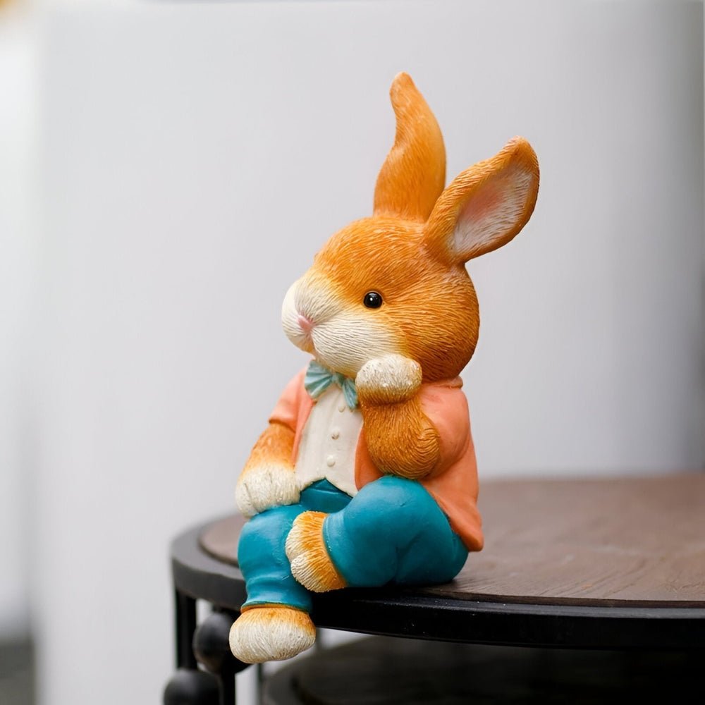 Sitting rabbit sculpture for playful and modern desk or shelf decoration Bowlift