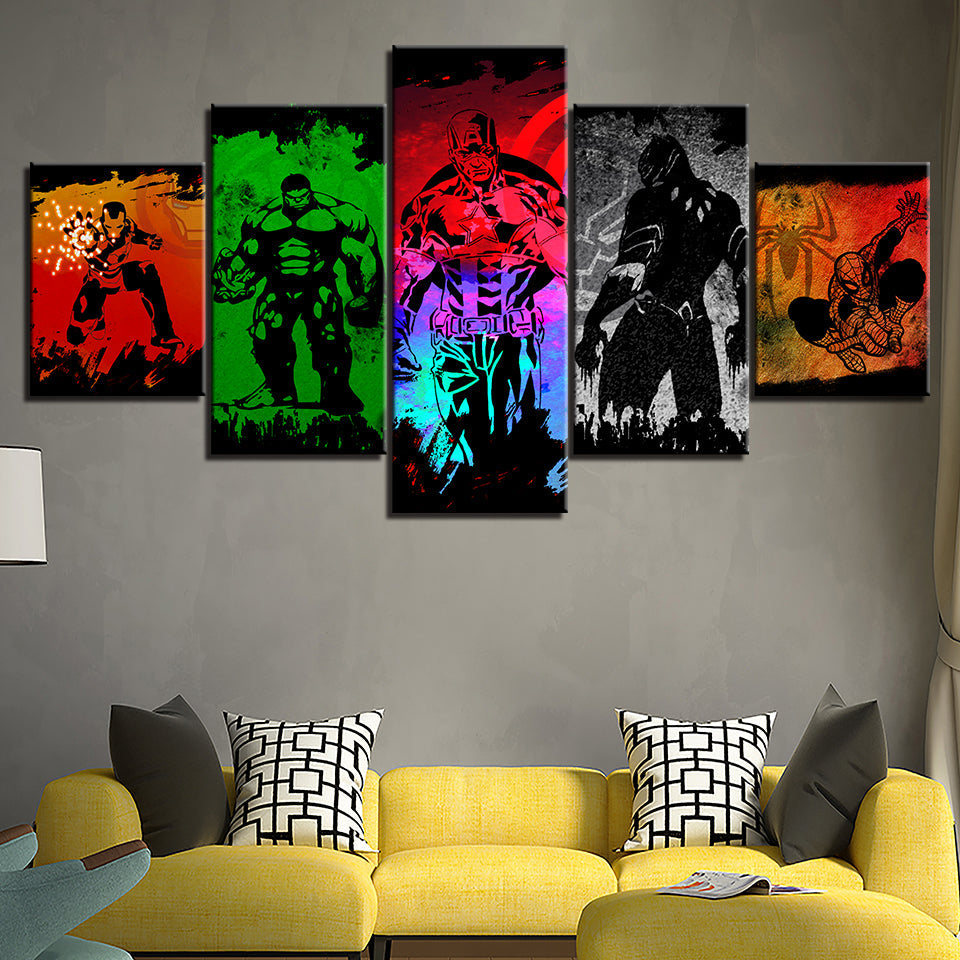 Multicolor Marvel Superheroes - Canvas Wall Art Painting | Bowlift