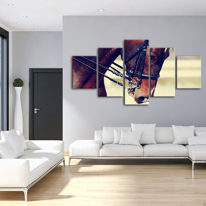 5 Piece Graceful Haltered Horse - Canvas Wall Art Painting | Bowlift