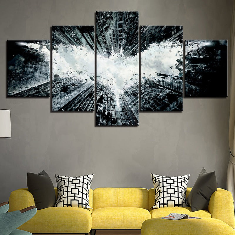 5 Piece Buildings Destruction - Canvas Wall Art Painting | Bowlift