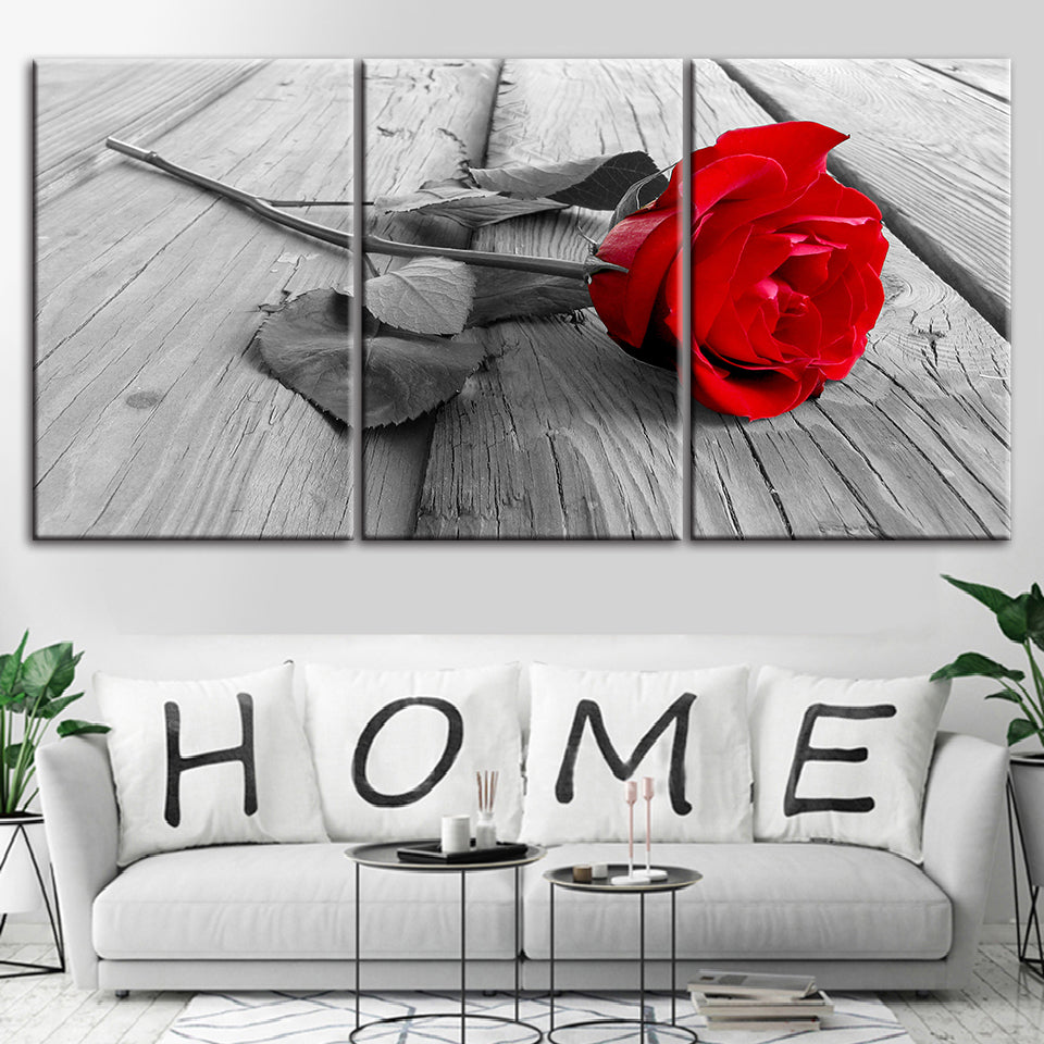 Lonely Rose 3 Piece - Canvas Wall Art Painting | Bowlift