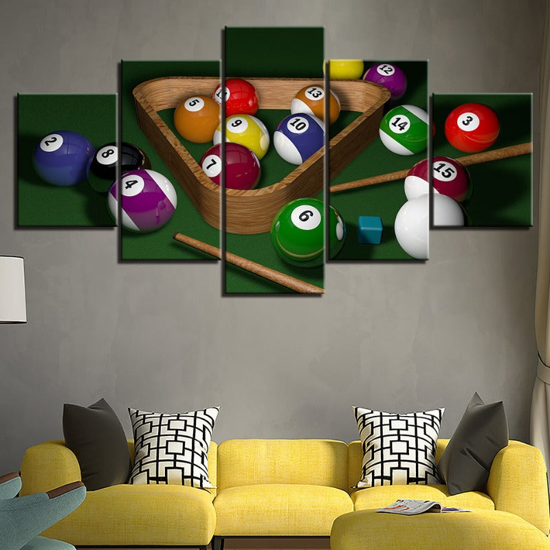 5 Piece Pool Balls - Canvas Wall Art Painting | Bowlift