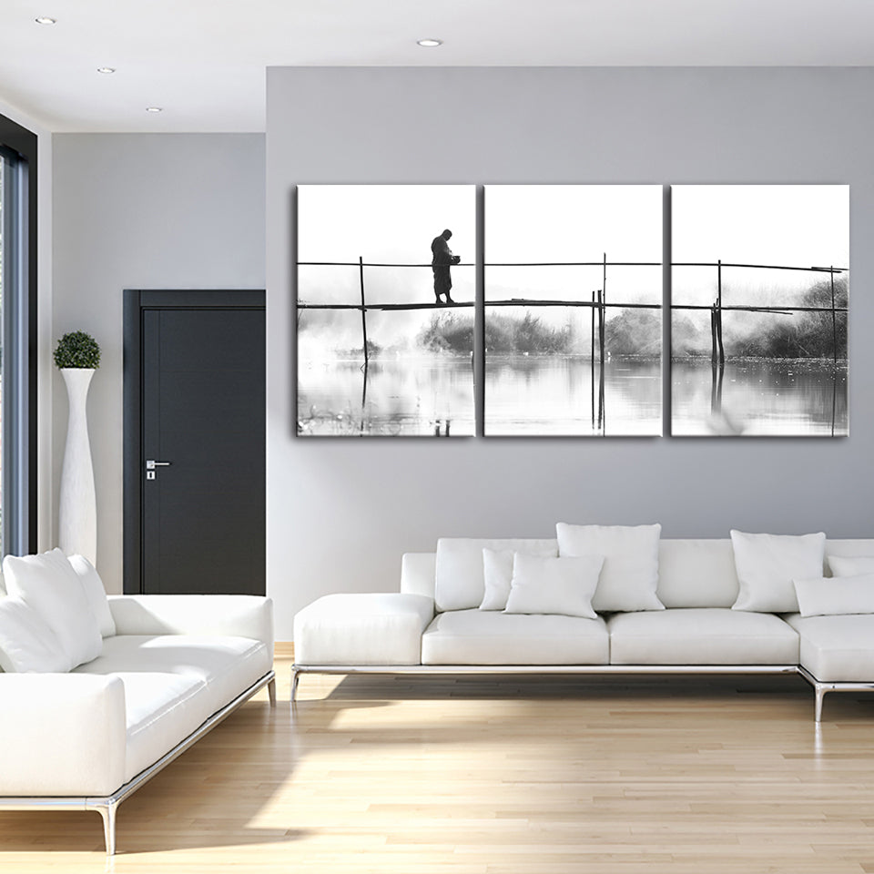 Bridge Walking 3 Piece - Canvas Wall Art Painting | Bowlift