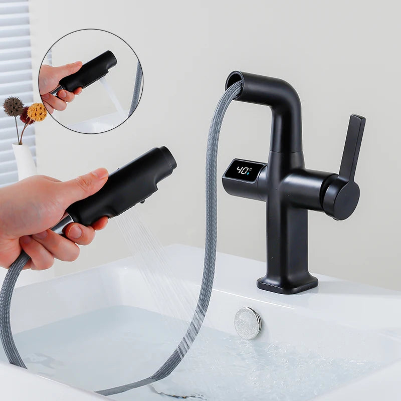 BowLift | Elegant House Brass Aqua View Bathroom Digital Faucet