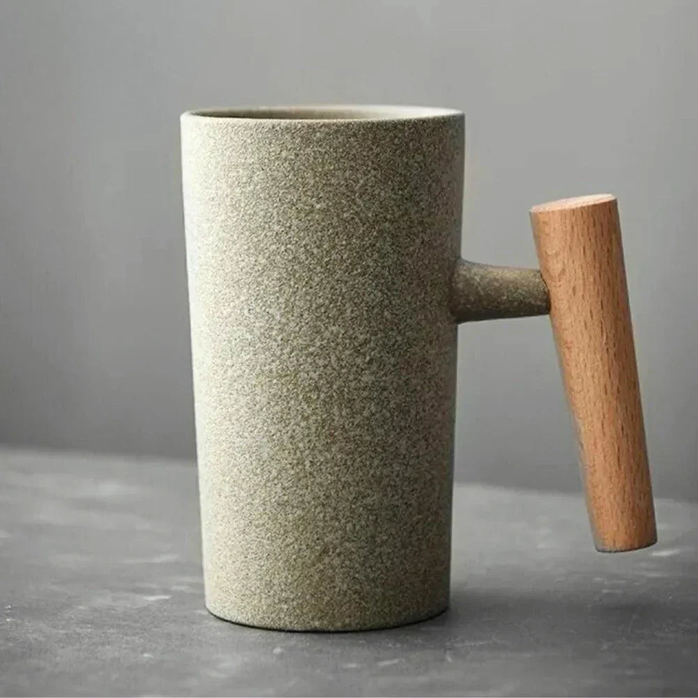 BowLift | ScandiSip Ceramic Mug – Minimalistic Scandinavian Design with Wooden Handle