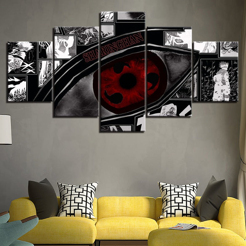 Naruto Sharingan Anime - 5 Piece Canvas Wall Art Painting | Bowlift