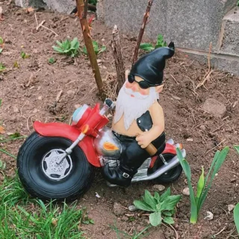 The Biker Gnome Statue Mini Garden Decoration | Bowlift