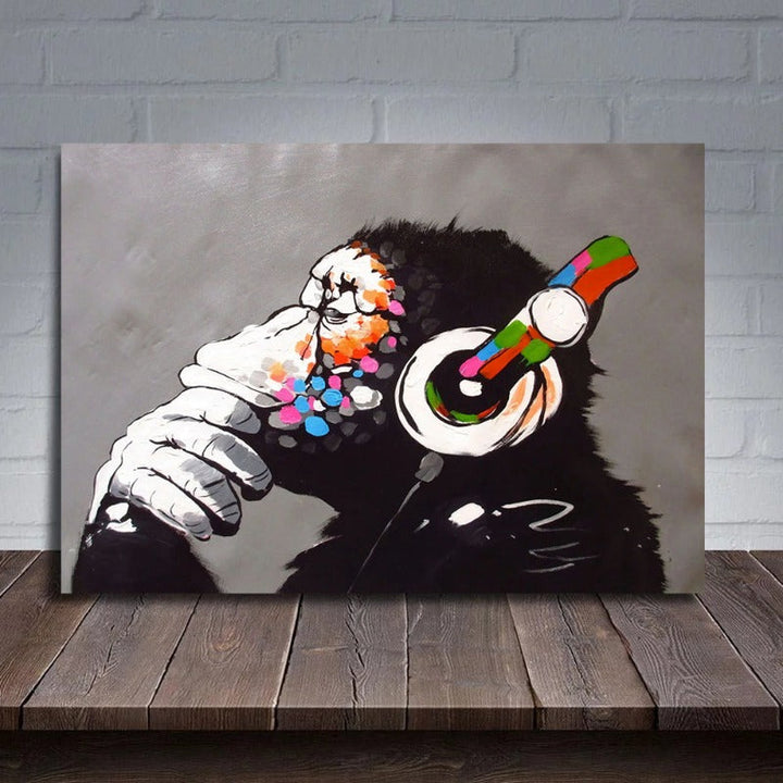 Musical Monkey - Canvas Wall Art Painting | Bowlift