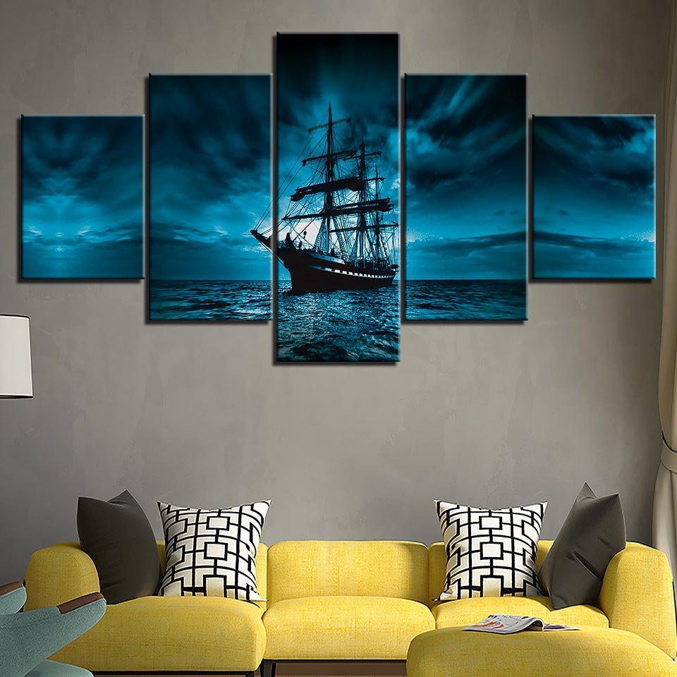 Deep Dark Ship - Canvas Wall Art Painting | Bowlift