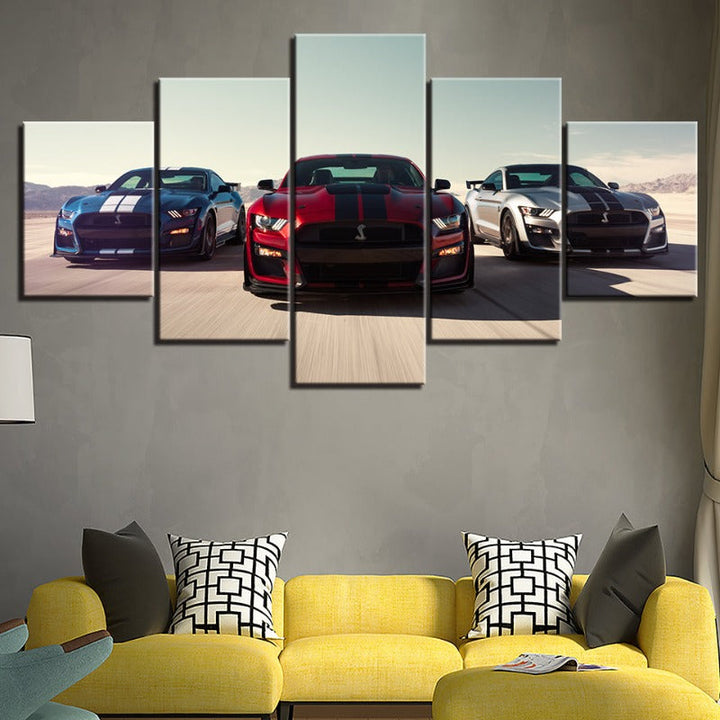 5 Piece Race Cars - Canvas Wall Art Painting | Bowlift