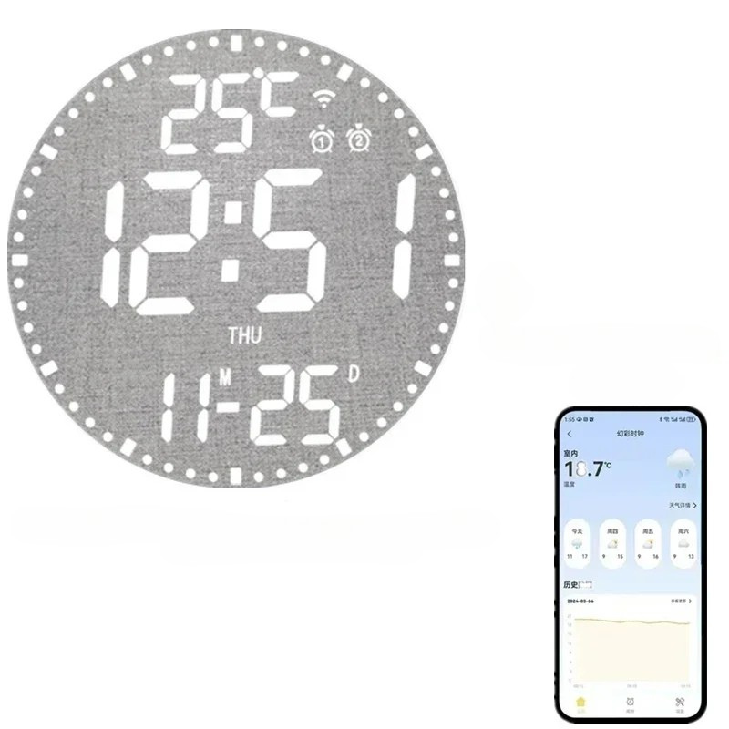 WiFiTime Clock - Smart LED Wall Clock with Calendar Bowlift