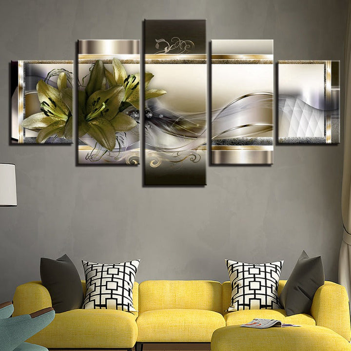 5 Piece Green Flower - Canvas Wall Art Painting | Bowlift