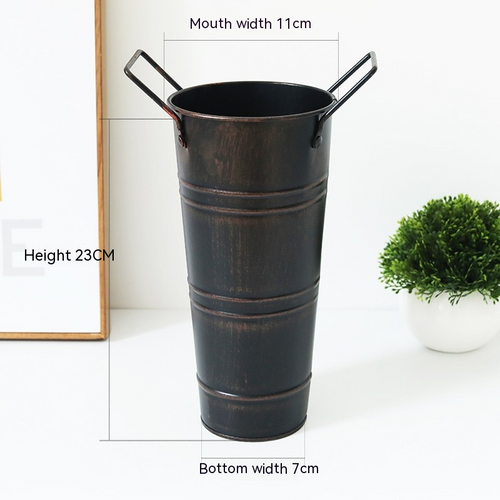 BowLift | Retro Iron Flower Bucket with Handles – Decorative Metal Flower Pot for Home