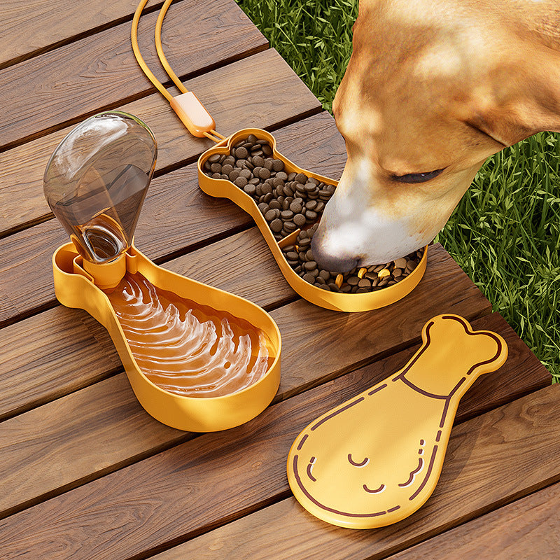 2-in-1 On-the-Go Feeding Station - Chicken Drumstick Design Bowlift