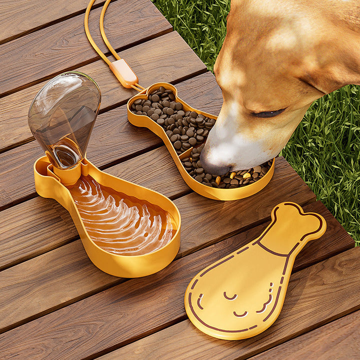 2-in-1 On-the-Go Feeding Station - Chicken Drumstick Design Bowlift
