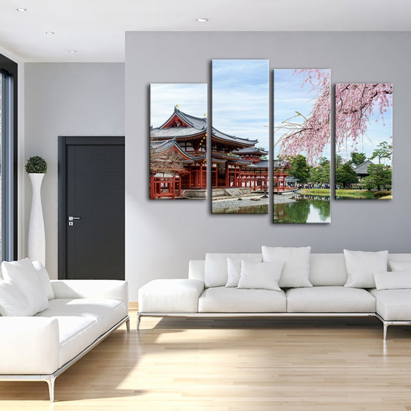 4 Piece Gorgeous Cherry Blossom - Canvas Wall Art Painting | Bowlift