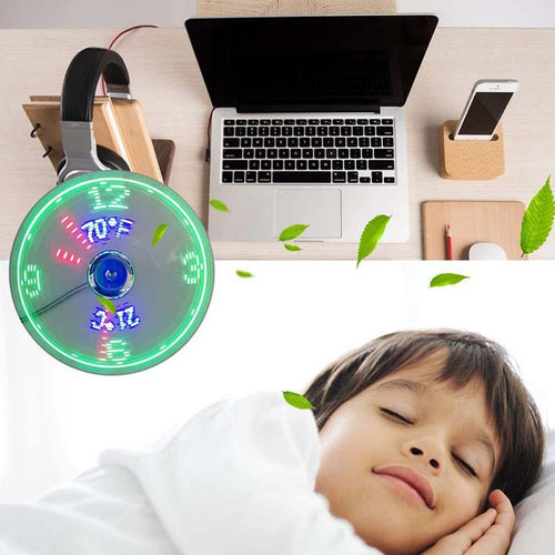 USB Fan with LED Clock Lighting | Bowlift
