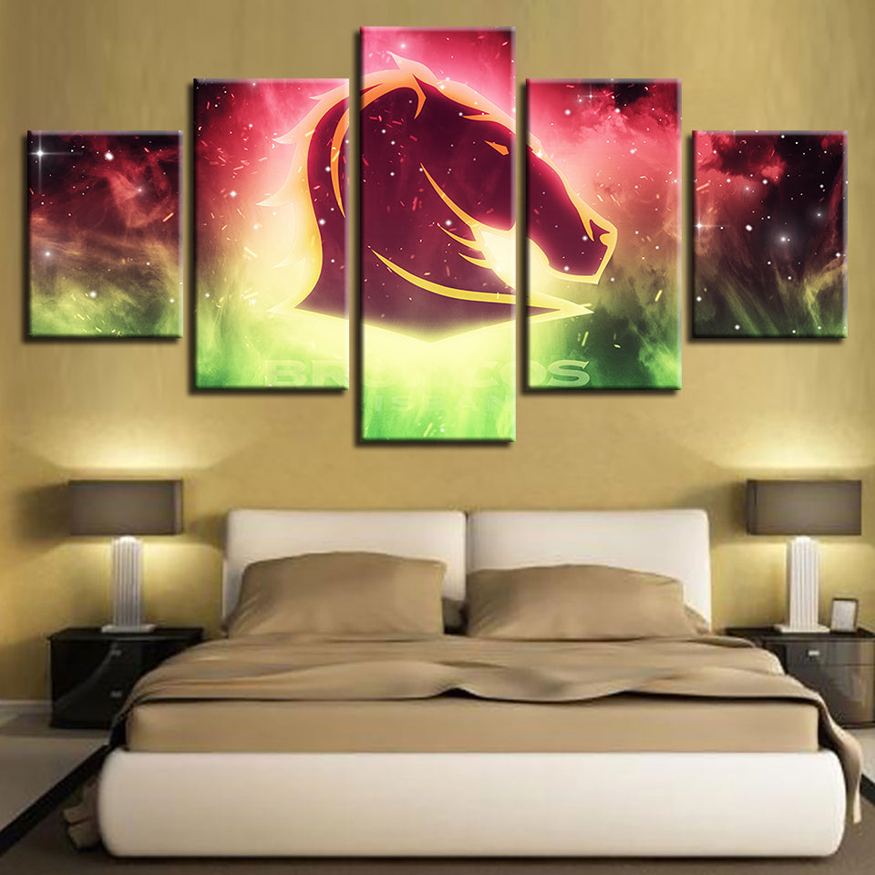 Raving Broncos 5 Piece - Canvas Wall Art Painting | Bowlift