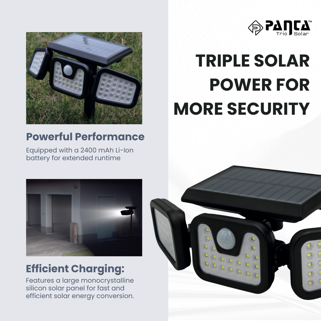 BowLift | Solar-Powered Outdoor Lights – Panta Trio with Motion Sensor for Garden & Security Lighting