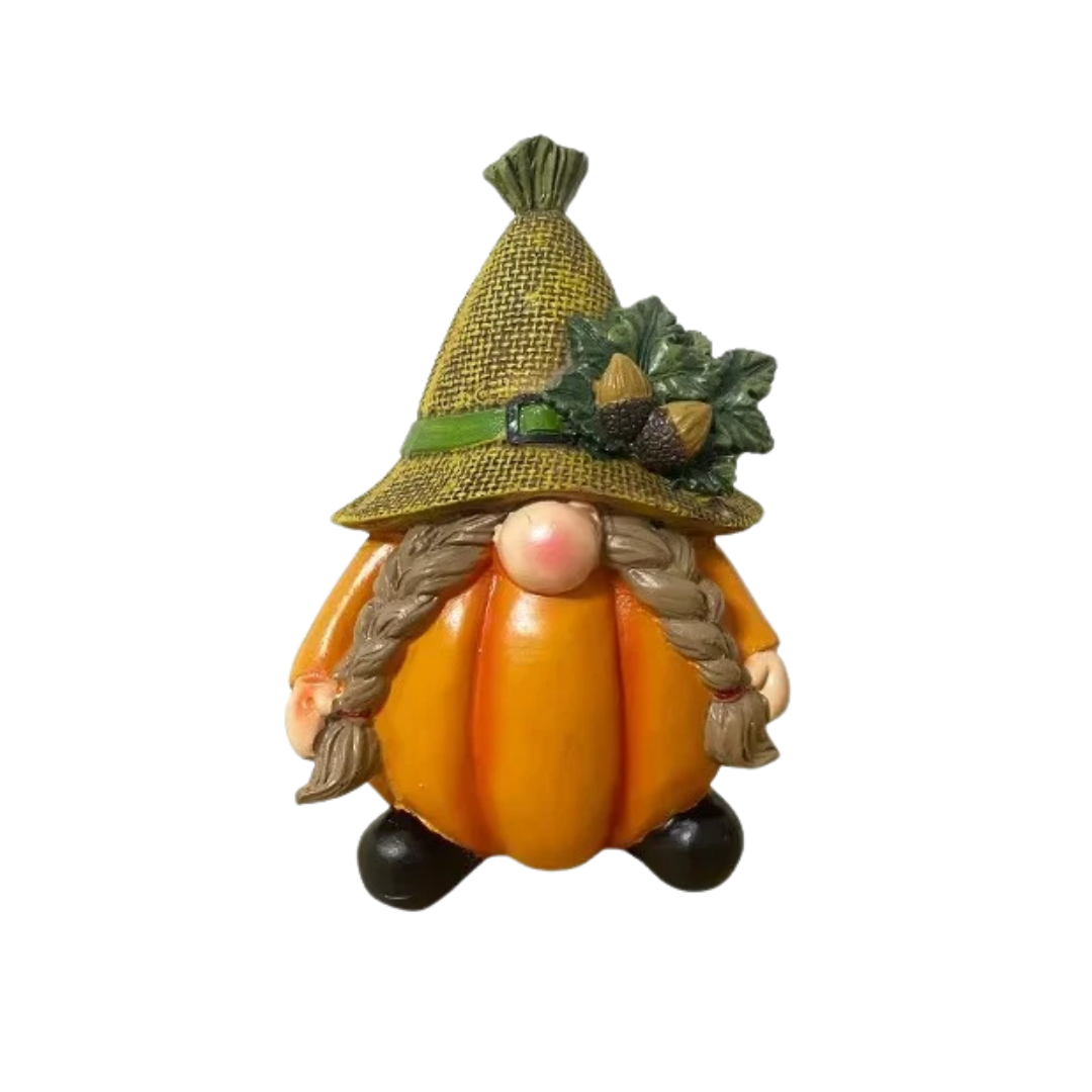 BowLift | Autumn gnome figurine with pumpkin — charming resin decoration for home and garden
