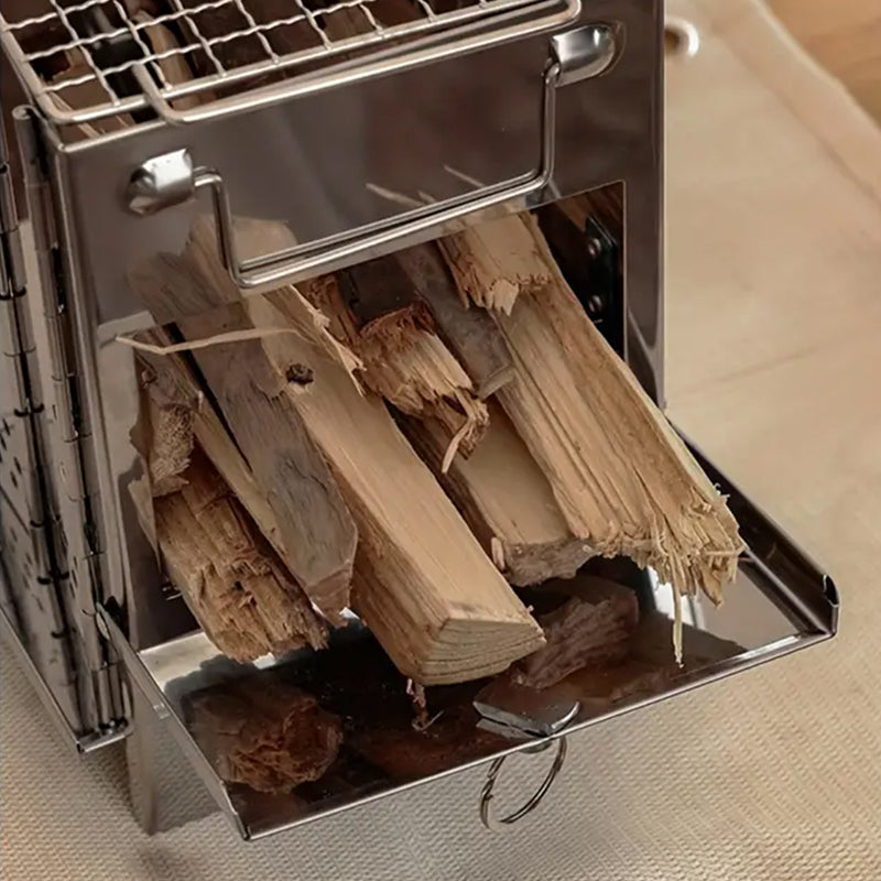BowLift | Outdoor Folding Wood Stove Mini Stainless Steel Grill Camping Picnic