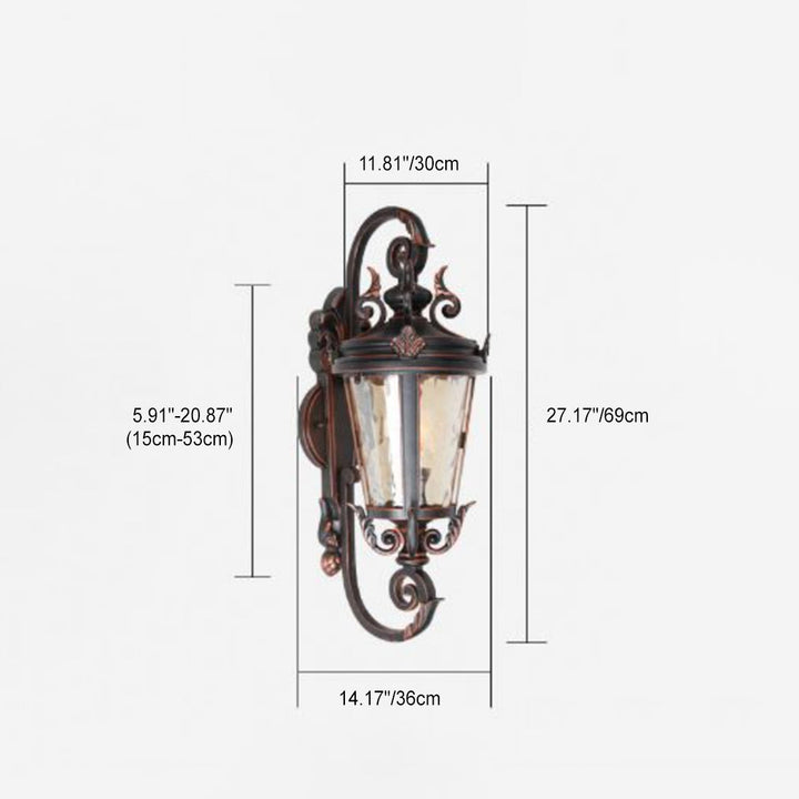 Traditional European Waterproof Aluminum Glass Cylinder 1-Light Wall Sconce Lamp For Outdoor Patio | Bowlift
