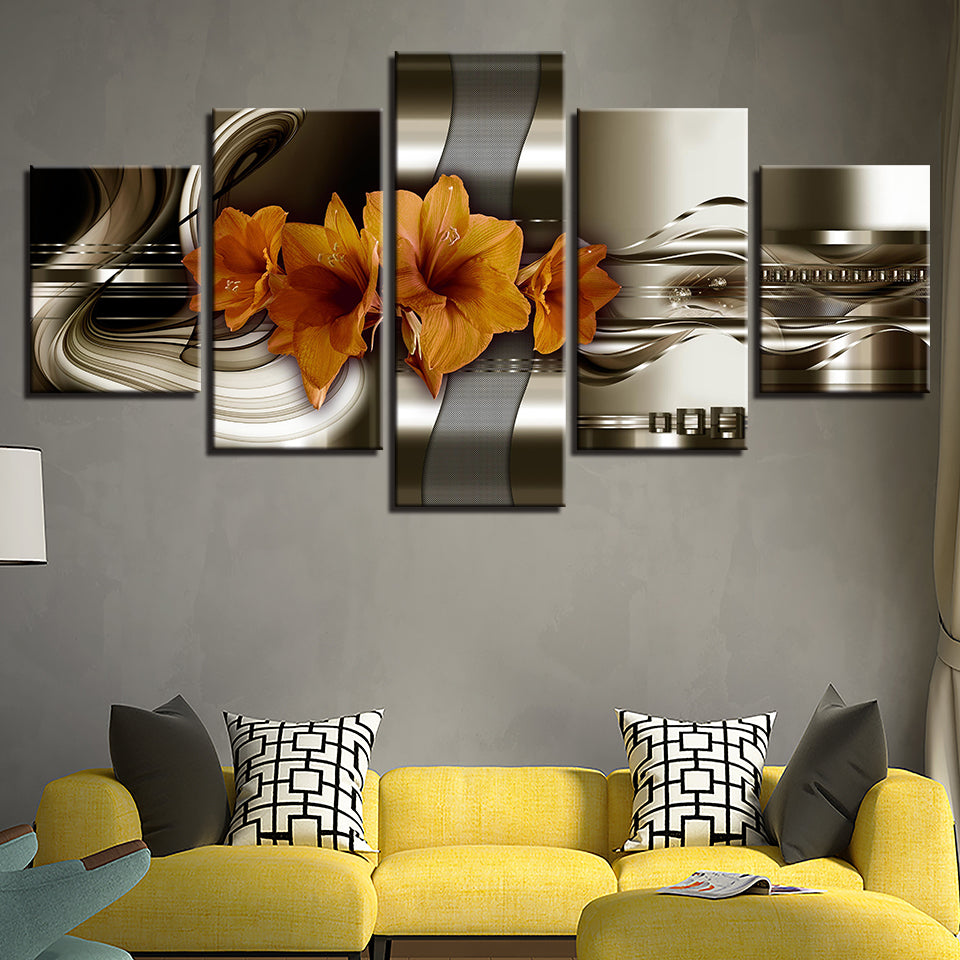 Desaturated Amaryllis 5 Piece - Canvas Wall Art Painting | Bowlift