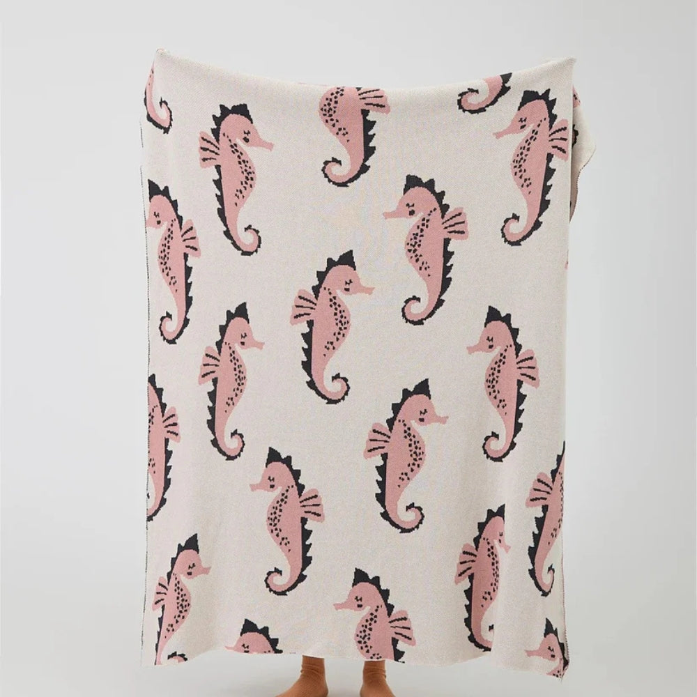 BowLift | Nautical Seahorse Throw Blanket