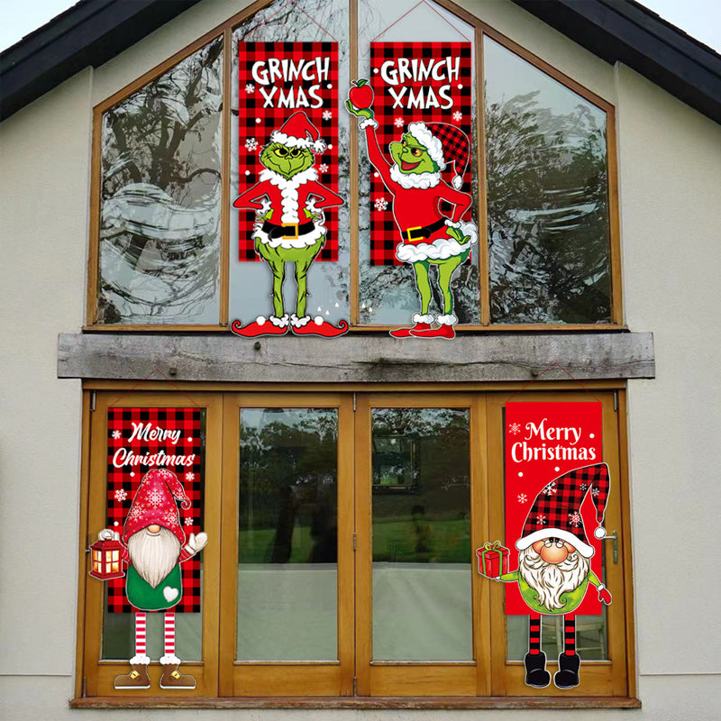 BowLift | Christmas Decoration Hanging Grinch Faceless Doll Door Hanging Flag Garden Flag