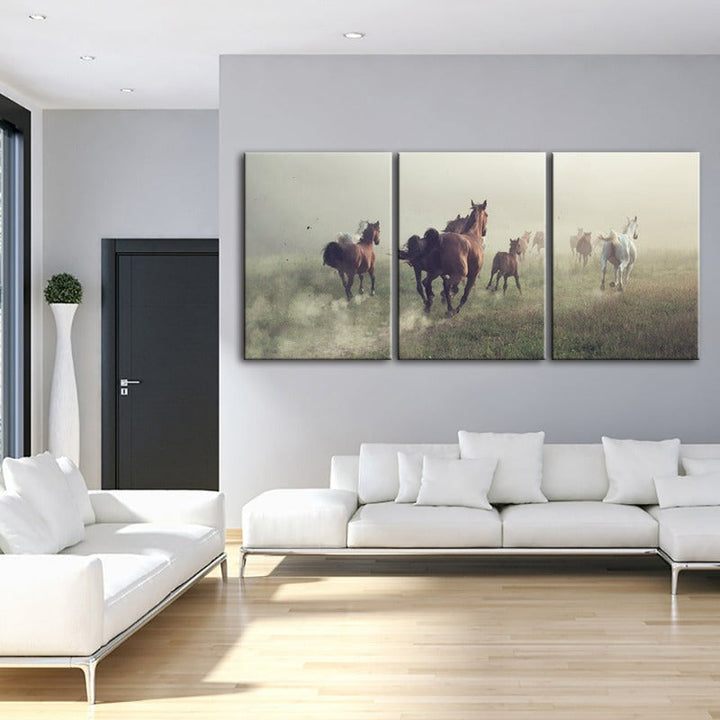 Running Horses-Canvas Wall Art Painting 3 Pieces | Bowlift