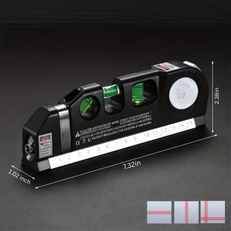 BowLift | Multipurpose Laser Level Tool with Cross Line Projection and 8-Foot Tape Measure