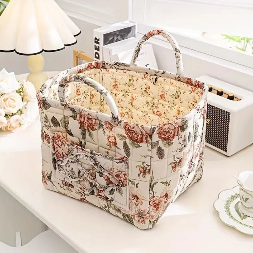 BowLift | Delicate Floral Canvas Storage Basket