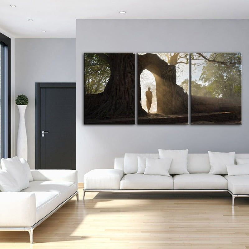 Lone Man Nature-Canvas Wall Art Painting 3 Pieces | Bowlift