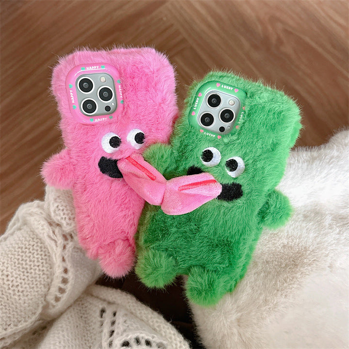 BowLift | Funny Tongue Sticking Out Plush Phone Case For iPhone