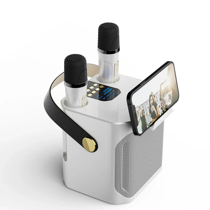 BowLift | Karaoke Bluetooth Speaker – 360° Surround Wireless Subwoofer with Dual Mics