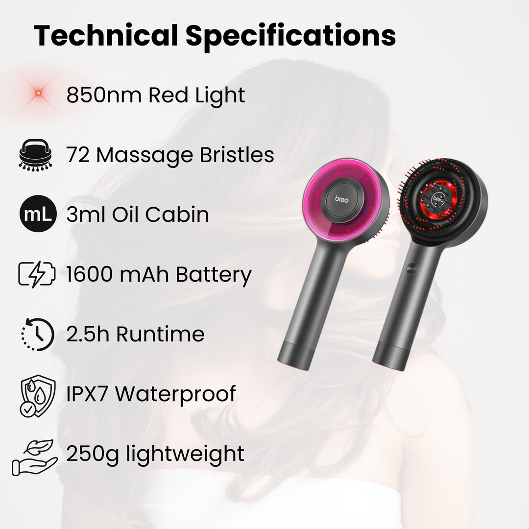 BowLift | Scalp Massaging Brush with Red Light Therapy | Promotes Hair Growth & Relieves Scalp Tension for Healthier Hair