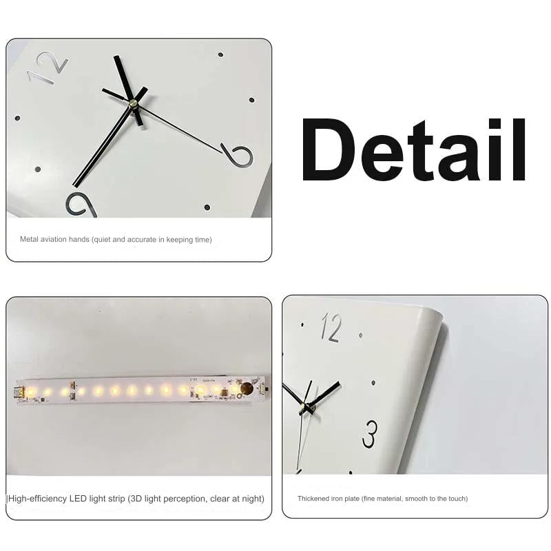 BowLift | Double-Sided Illuminated Corner Silent Wall Clock