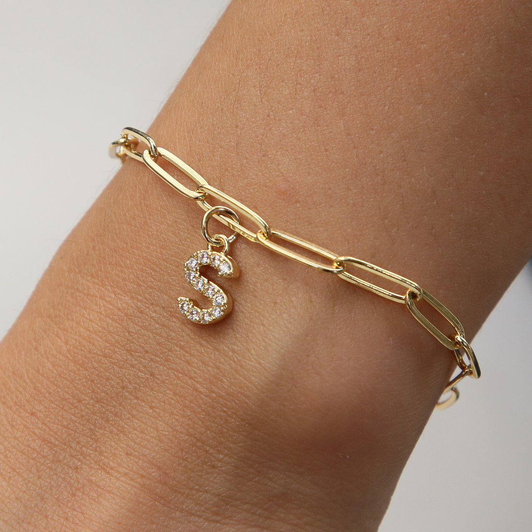 BowLift | Dainty Paperclip Letter Initial Bracelet