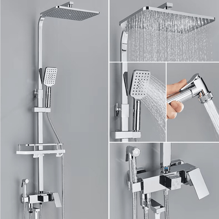 BowLift | RainFlow Luxe Rain Shower Set – adjustable brass shower fixture with 4 functions